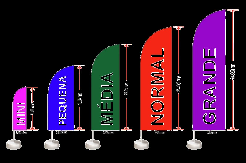 Tamanhos disponíveis de wind banner